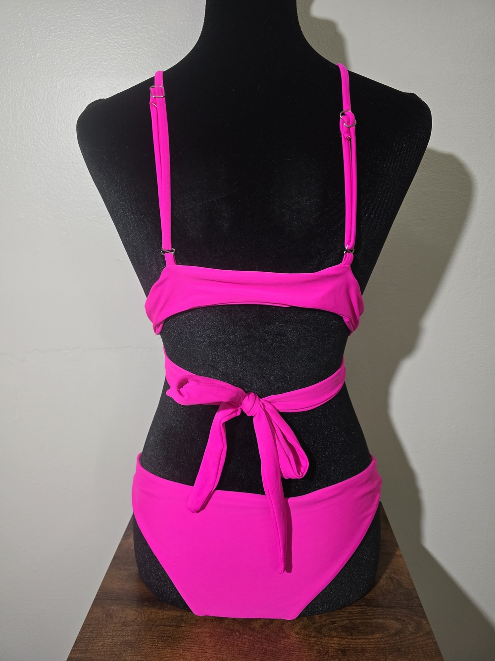 Bright Fuschia Textured Wrap Bikini Set - Picture 2 of 6
